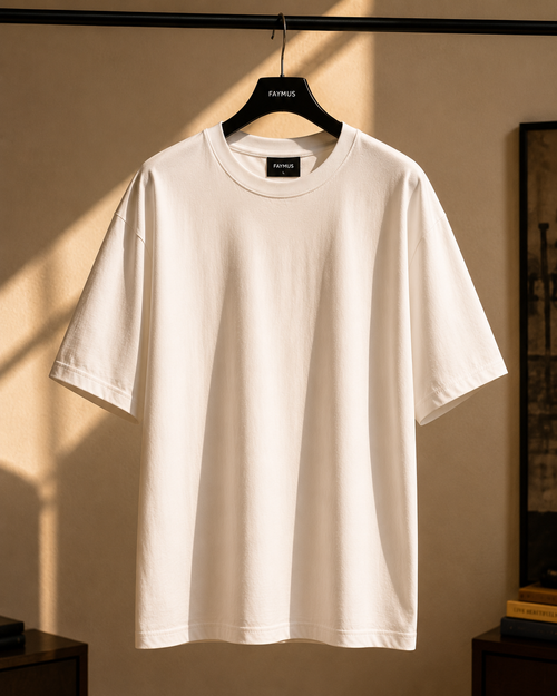 FAYMUS Script Oversized Tee WHITE